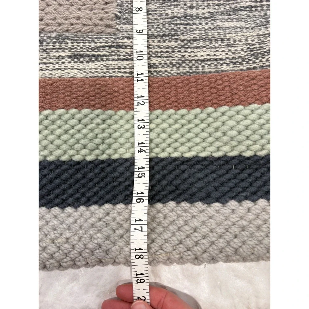 Handwoven Wool Multi-Textured Striped Boho Pillow Cover 19x19 Square